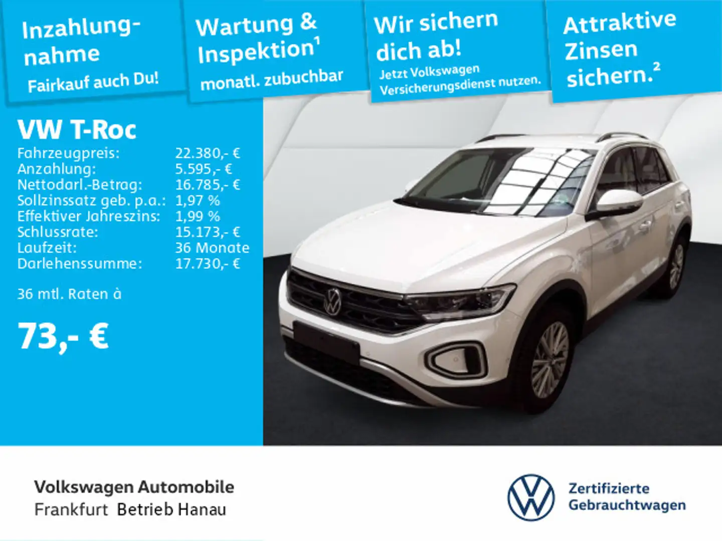 Volkswagen T-Roc 1.0 TSI Life Navi LEDPlus DAB+ FrontAssist Weiß - 2