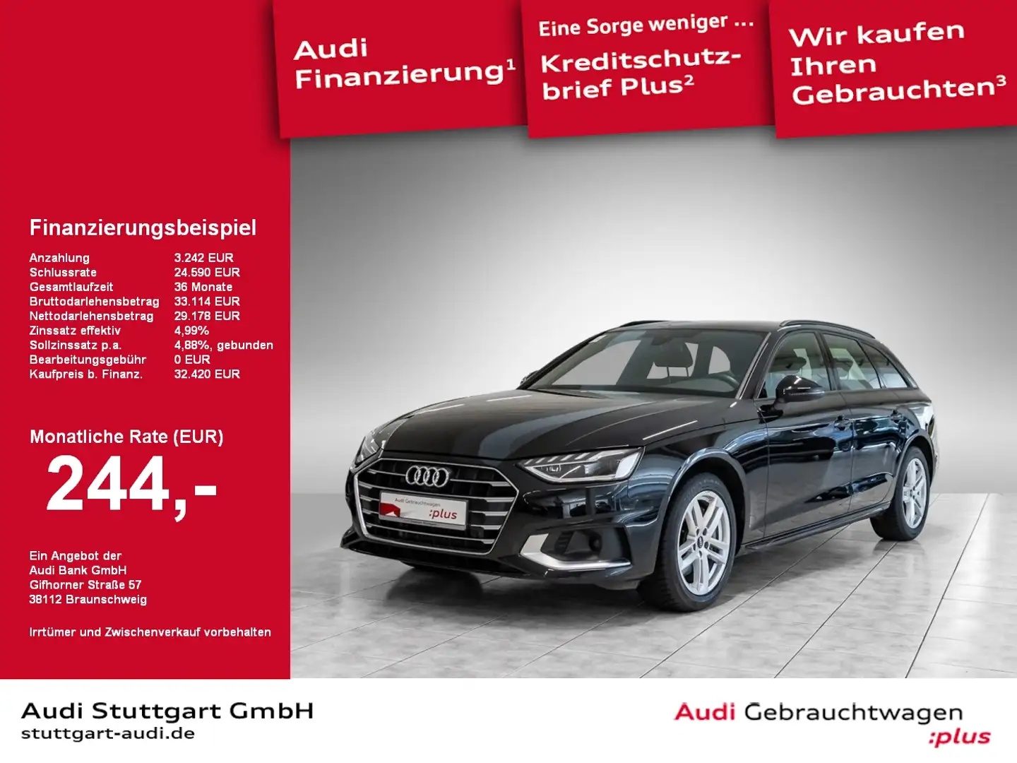 Audi A4 Avant 40 TDI advanced LED ACC SHZ PDCplus 360° Schwarz - 1