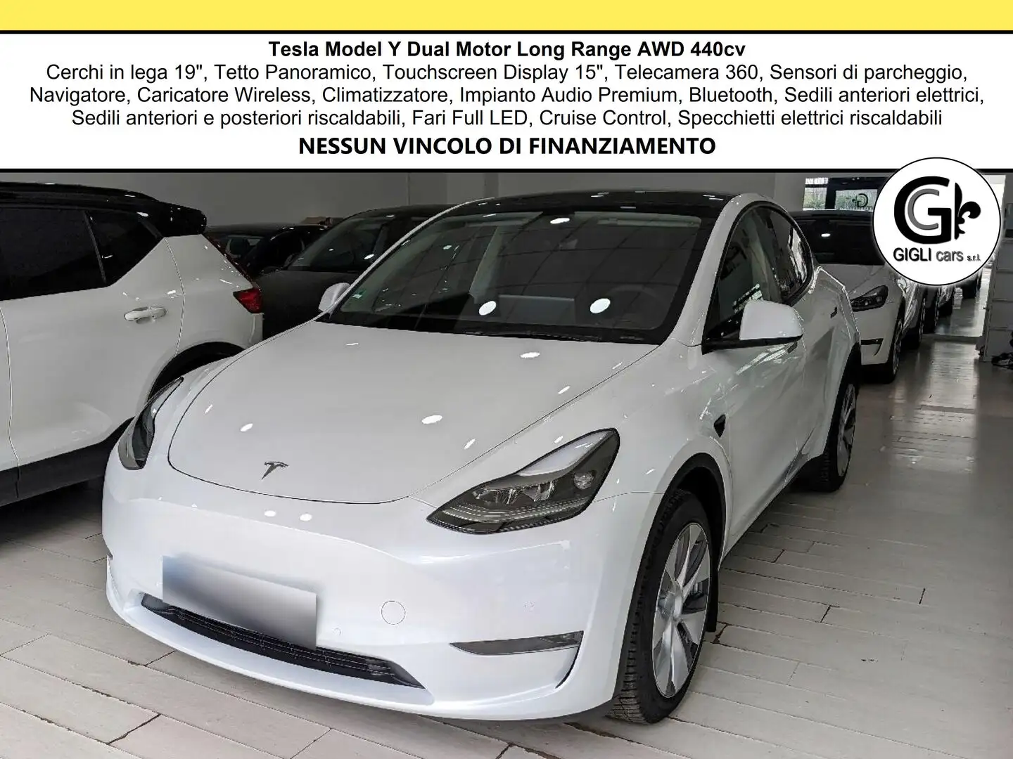 Tesla Model Y 440 cv, AWD, Tetto Panoramico, Autonomia WLTP 533k Bianco - 1
