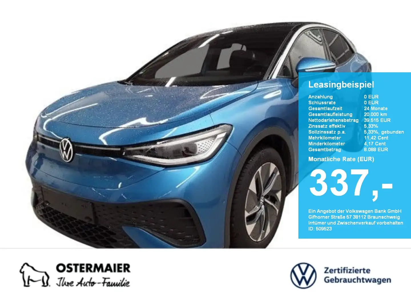 Volkswagen ID.5 PRO 286PS NP.68T ACC.5J-G.WÄRMEPUMPE.AHK.AREA-VIEW Blau - 1