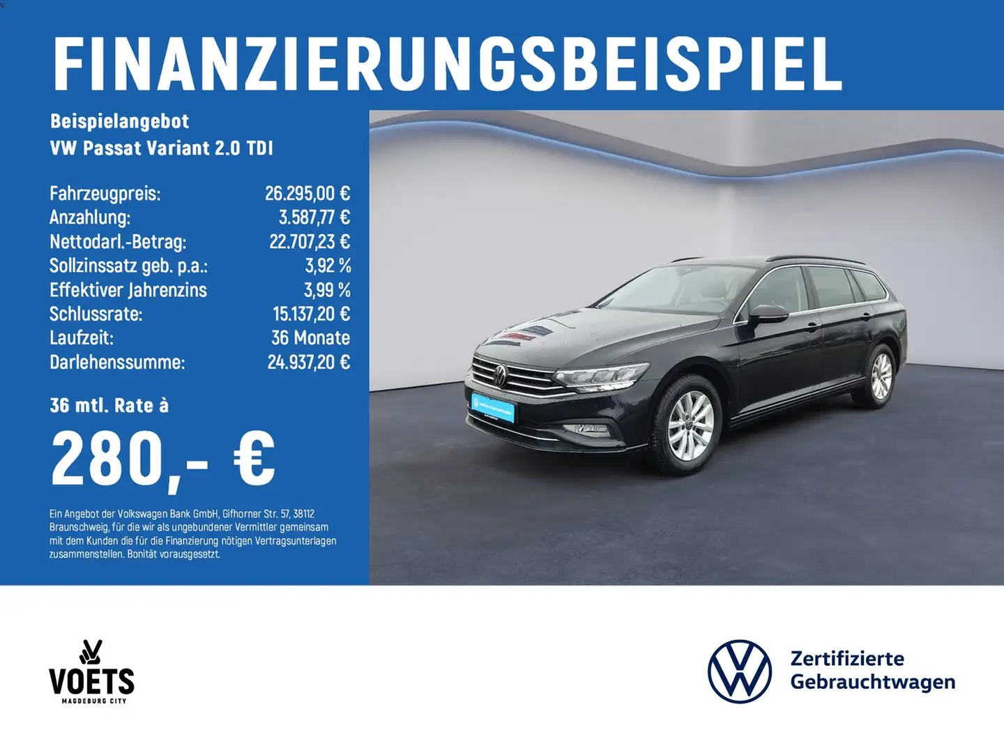 Volkswagen Passat Variant 2.0 TDI Business NAVI+KAM+LED Noir - 2