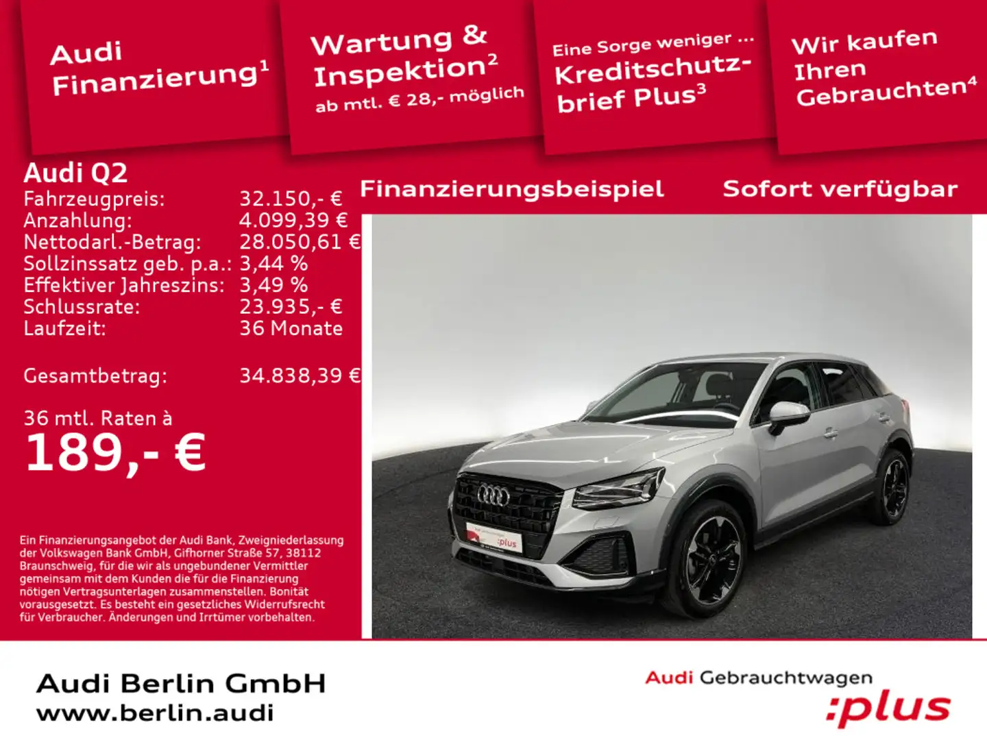 Audi Q2 Advanced 35 TFSI S tr. AHK MATRIX NAVI RFK Silber - 1