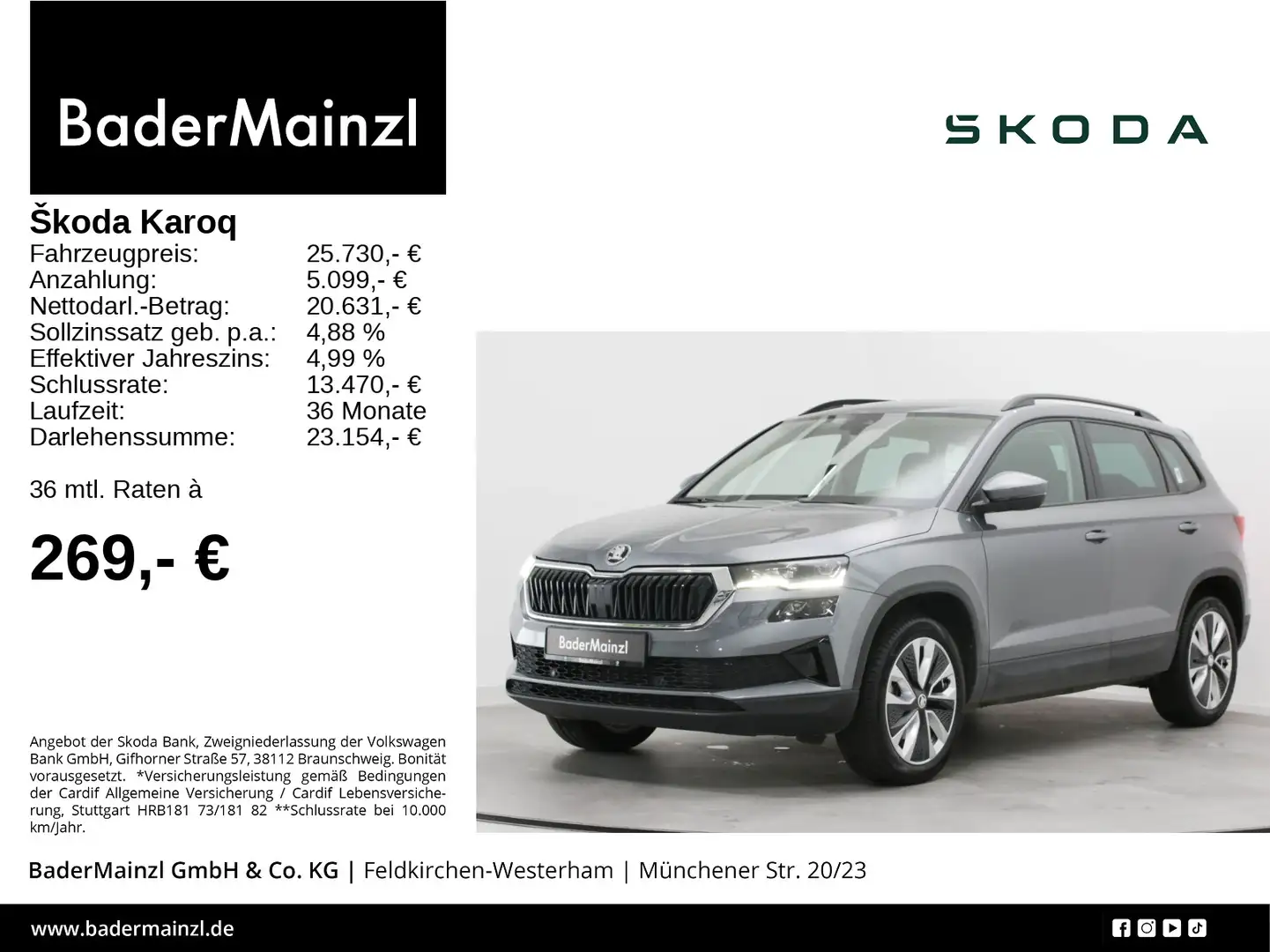 Skoda Karoq 1.5 TSI Style AHK Matrix Virtual Navi Kam. Grau - 1