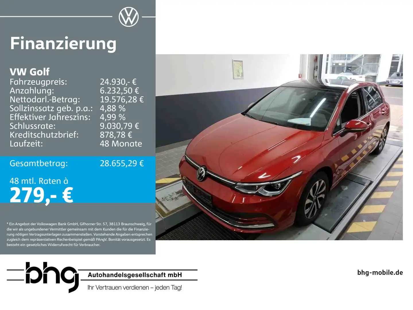 Volkswagen Golf 2.0 TDI SCR DSG Life Rouge - 1