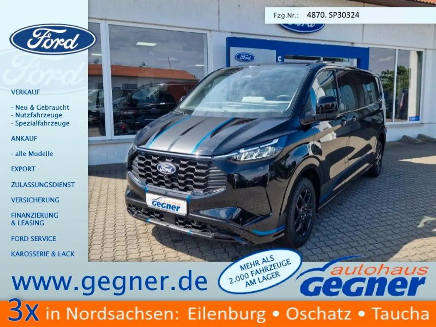 Ford Transit Custom 320L2 Sport PHEV 2xS.Tür AHK ACC Zwart - 1