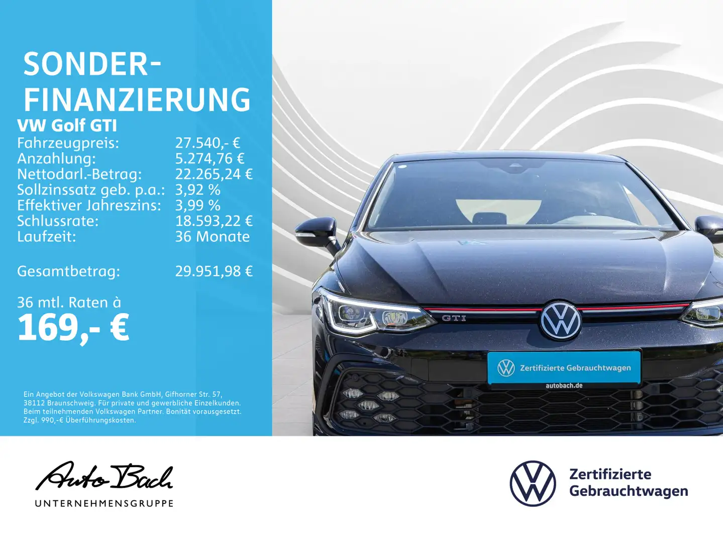 Volkswagen Golf GTI Golf VIII GTI 2.0 TSI DSG, Navi, LED, Rückfahrka Schwarz - 2