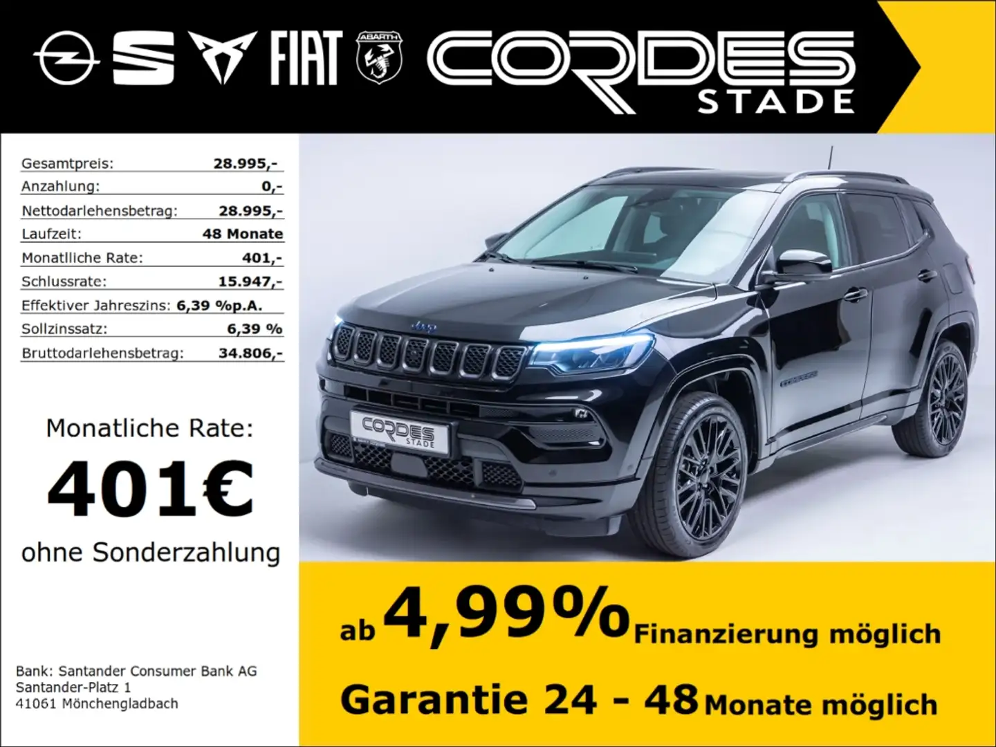 Jeep Compass S Plug-In Hybrid 4WD Autom. ACC PDCv+h (11) Zwart - 1