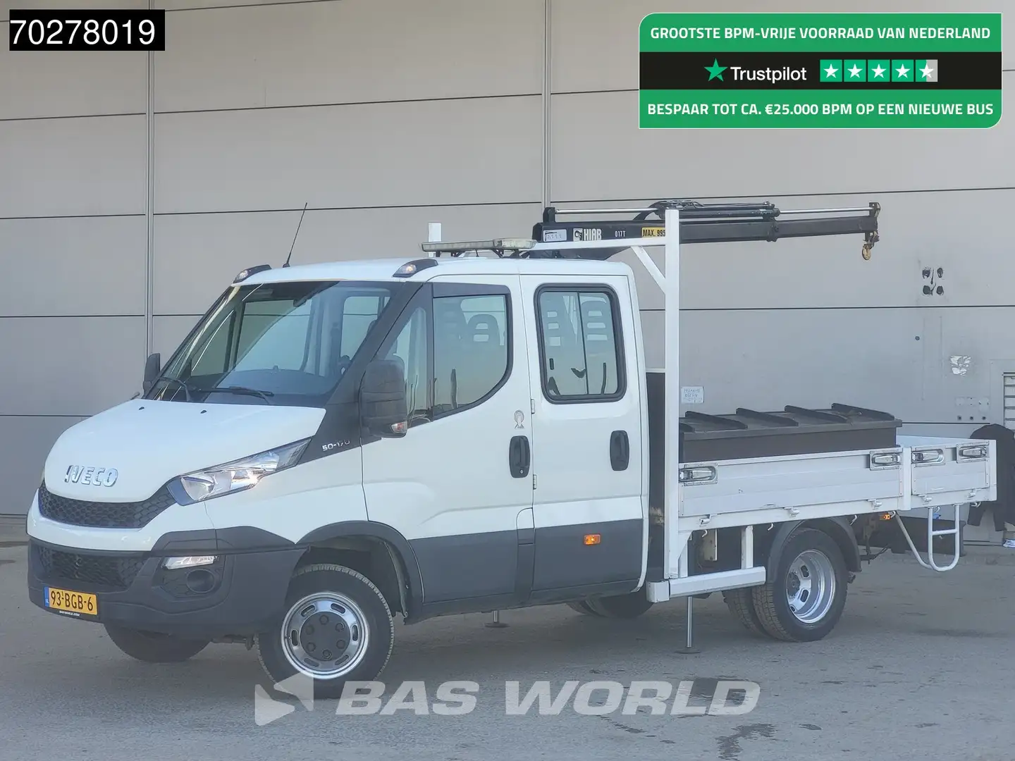 Iveco Daily 50C17 3.0L Automaat DC Open laadbak Kraan Hiab 017 Wit - 1