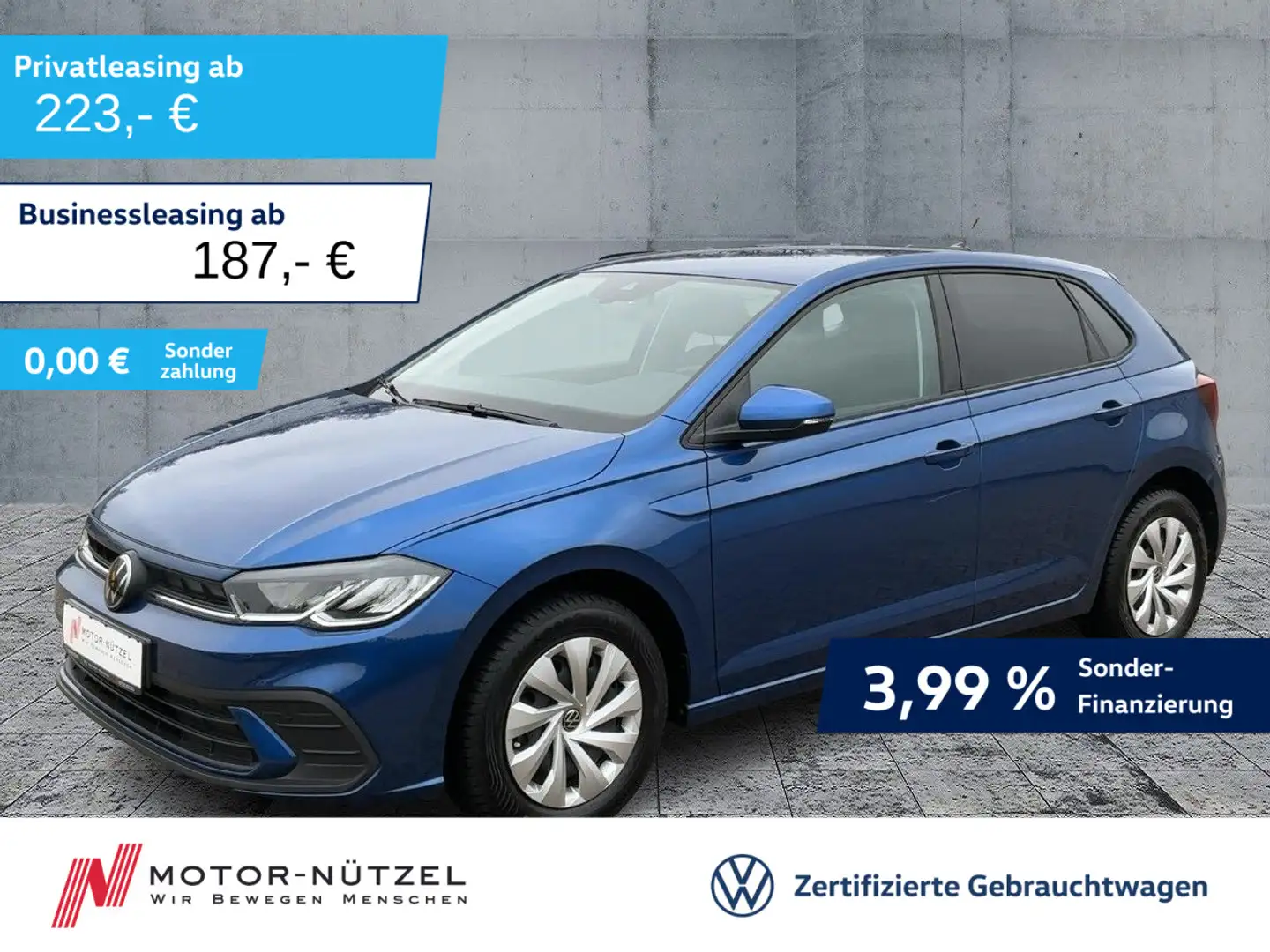 Volkswagen Polo 1.0 TSI LIFE LED+NAVI+ACC+DAB+SHZ+2xPDC+APP Blau - 1