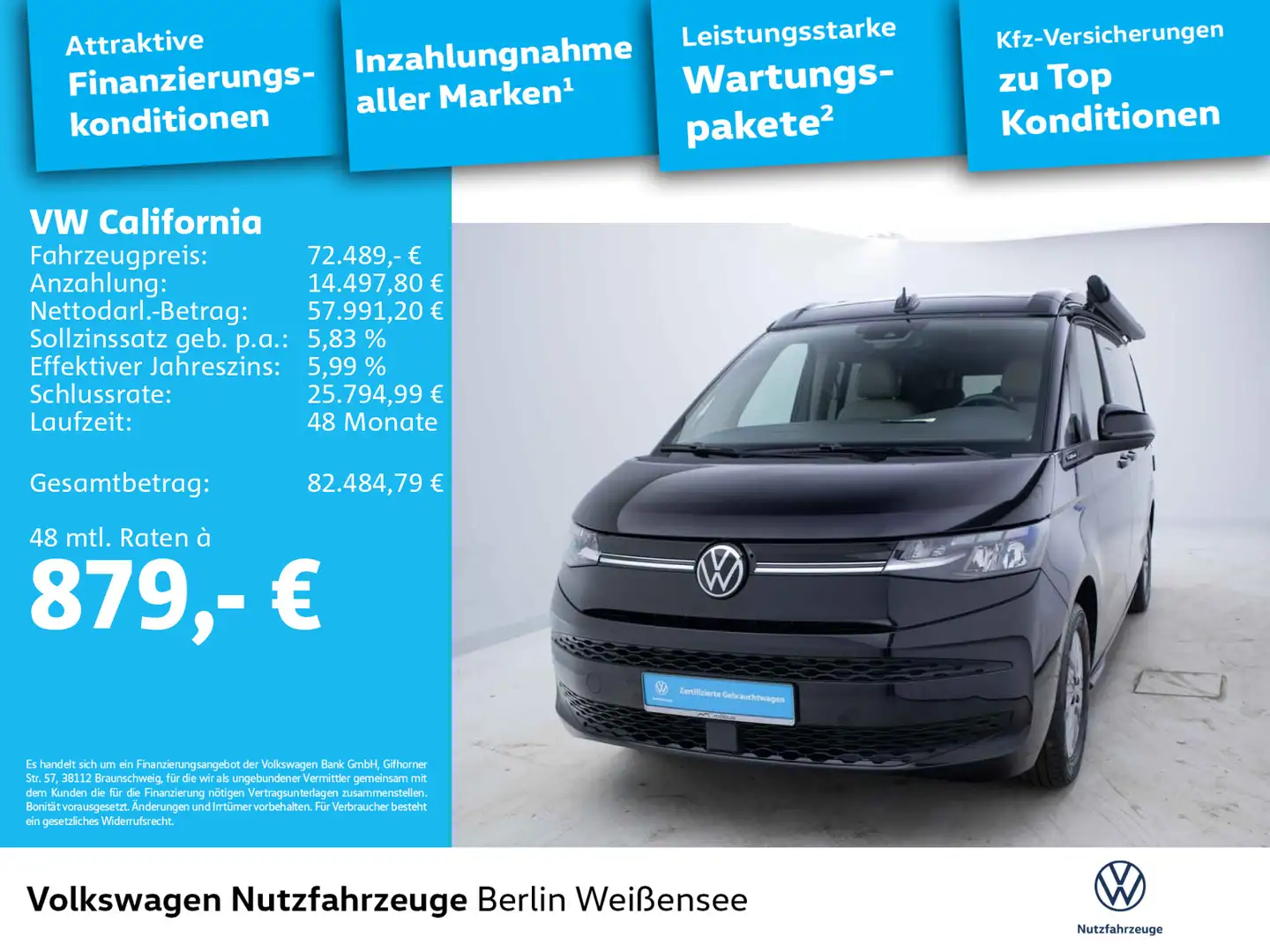 Volkswagen Sonstige T7 California Ocean 2.0 TSI*ACC*AHK*NAVI*ASG*SID Schwarz - 2