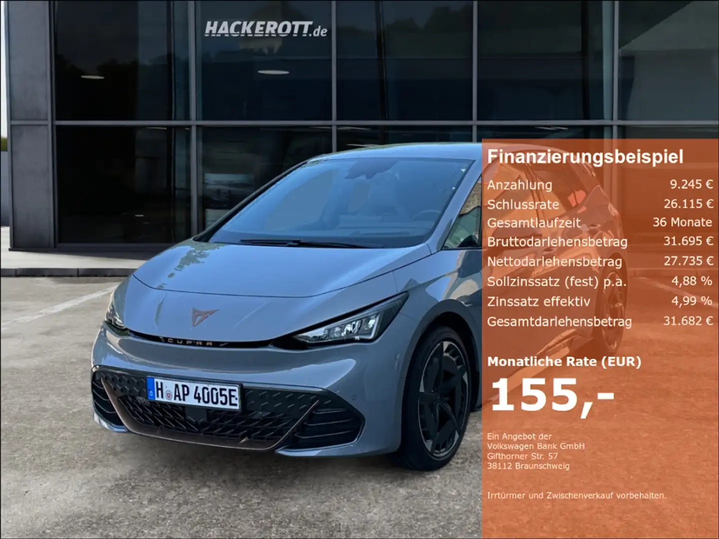 CUPRA Born 170 kW (231 PS) 77 kWh HUD Navi digitales Cockpit Grau - 1