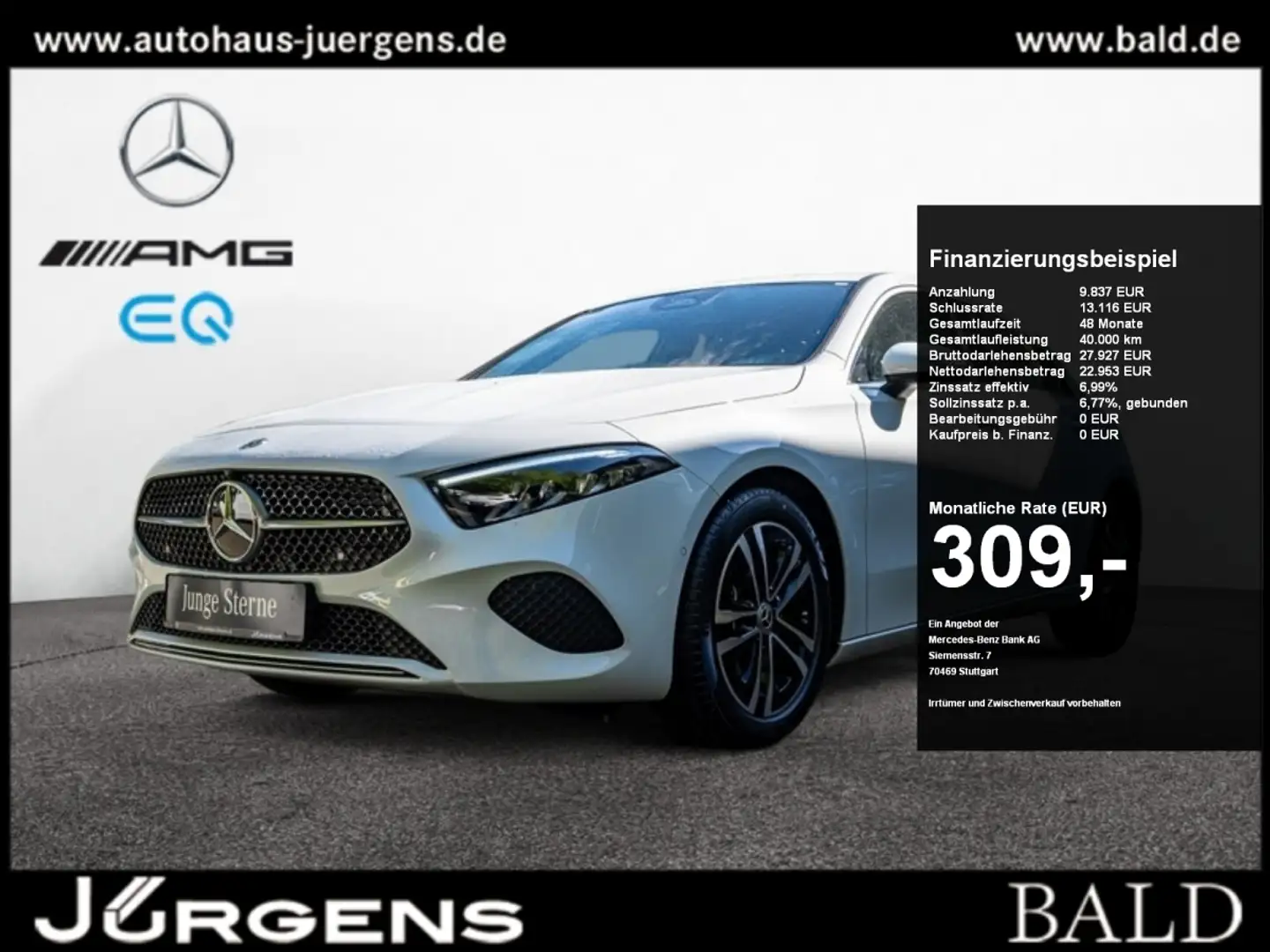 Mercedes-Benz A 200 Progressive/LED/Cam/AHK/Totw/Lenkradheiz Blanco - 1