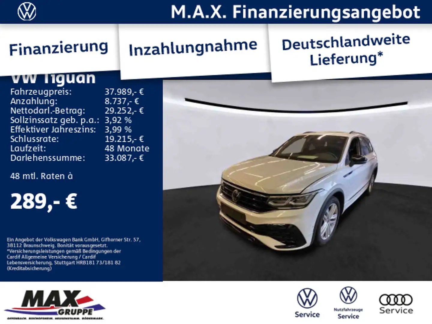 Volkswagen Tiguan 2.0 TDI 4M R-LINE BLACK STYLE LED+KAM+AHK Bianco - 1