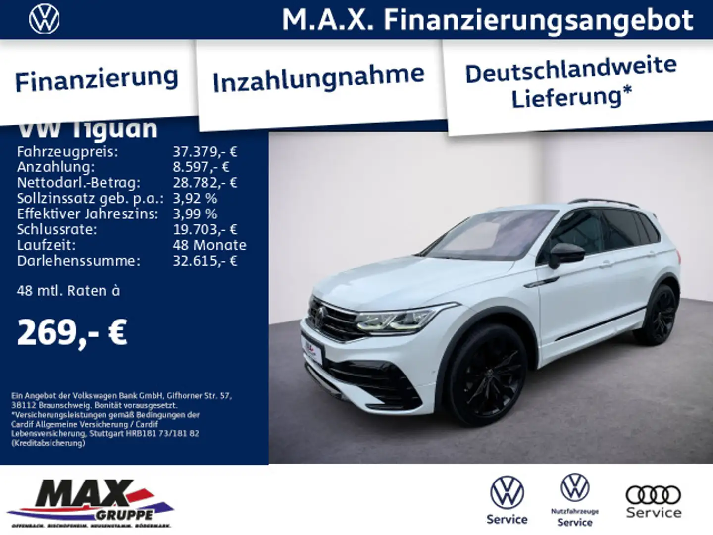 Volkswagen Tiguan 2.0 TDI 4M R-LINE BLACK STYLE LED+KAM+AHK Blanc - 1