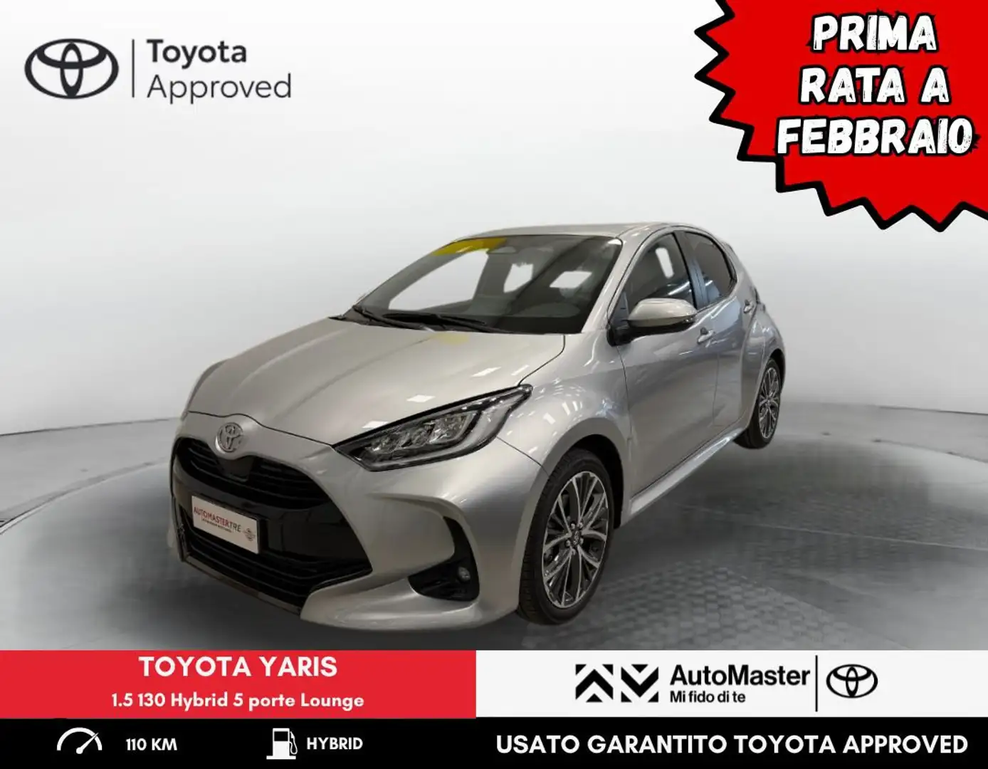 Toyota Yaris Yaris 1.5 130 Hybrid 5 porte Lounge Grijs - 1