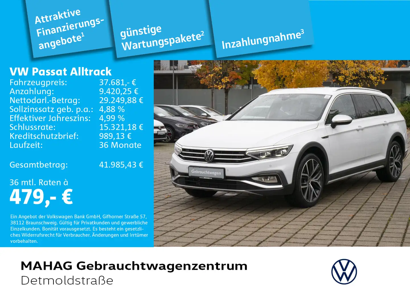 Volkswagen Passat Alltrack Passat Variant Alltrack 4 Mot 2.0 TDI AHK IQ.Lig Weiß - 1