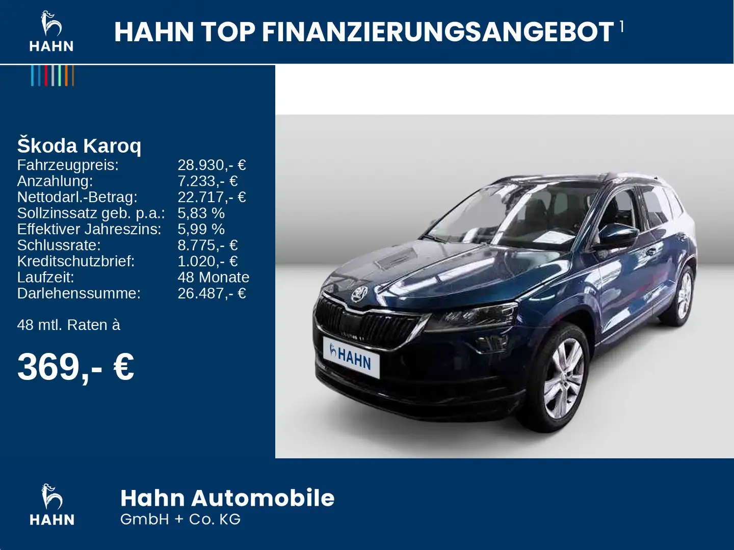 Skoda Karoq 2.0TDI DSG 4x4 Style LED Navi AHK ACC DCC Blau - 2