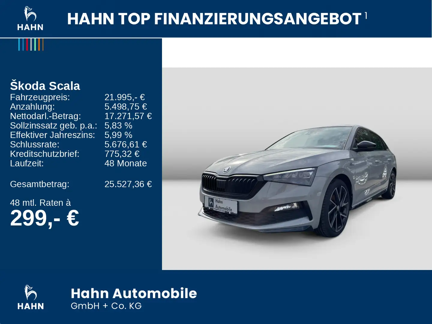 Skoda Scala 1.5TSI DSG Monte Carlo AHK NAVI PANO SPORT Grau - 2