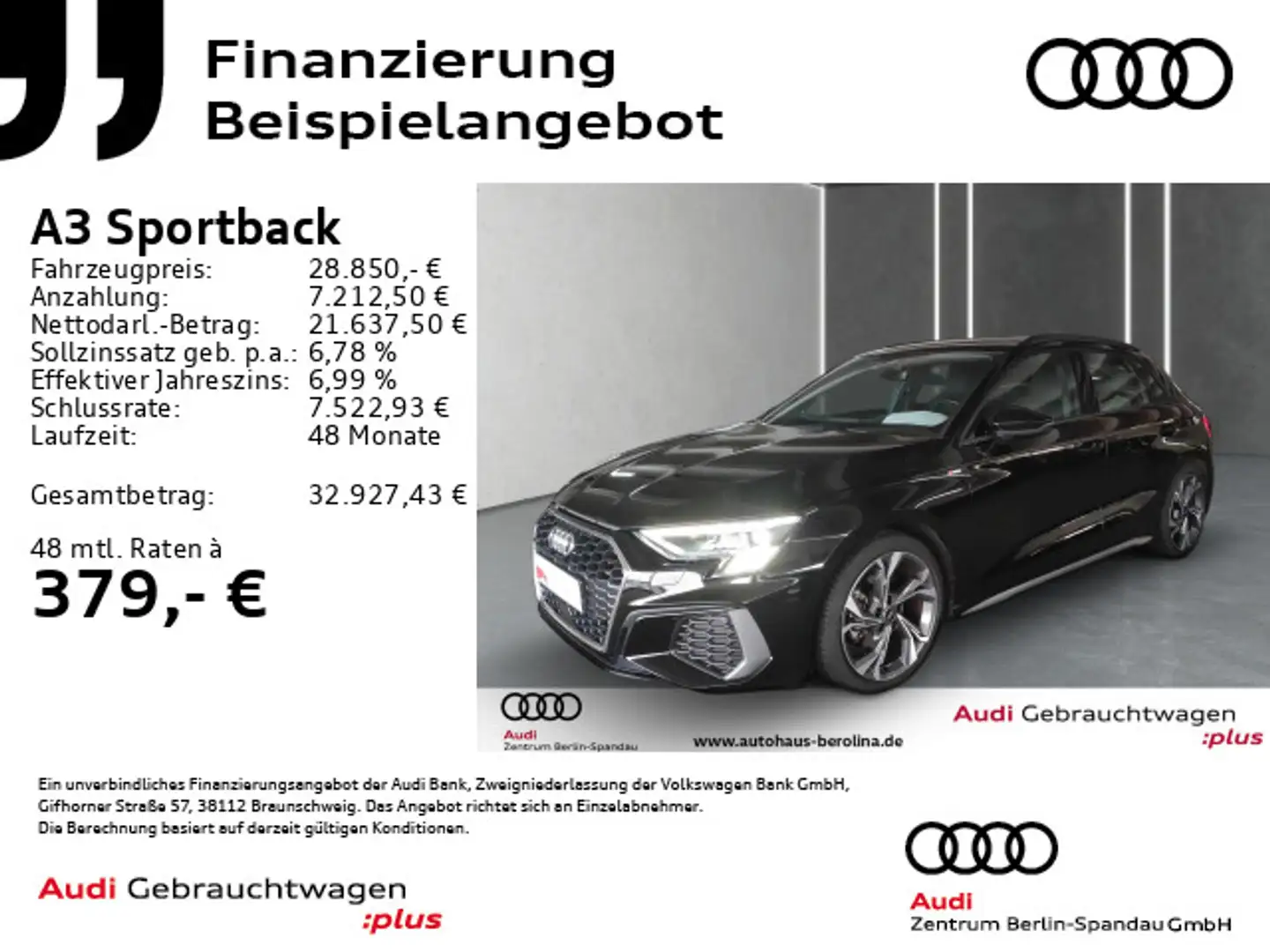 Audi A3 35 TFSI S line S tronic *MATRIX* Schwarz - 1