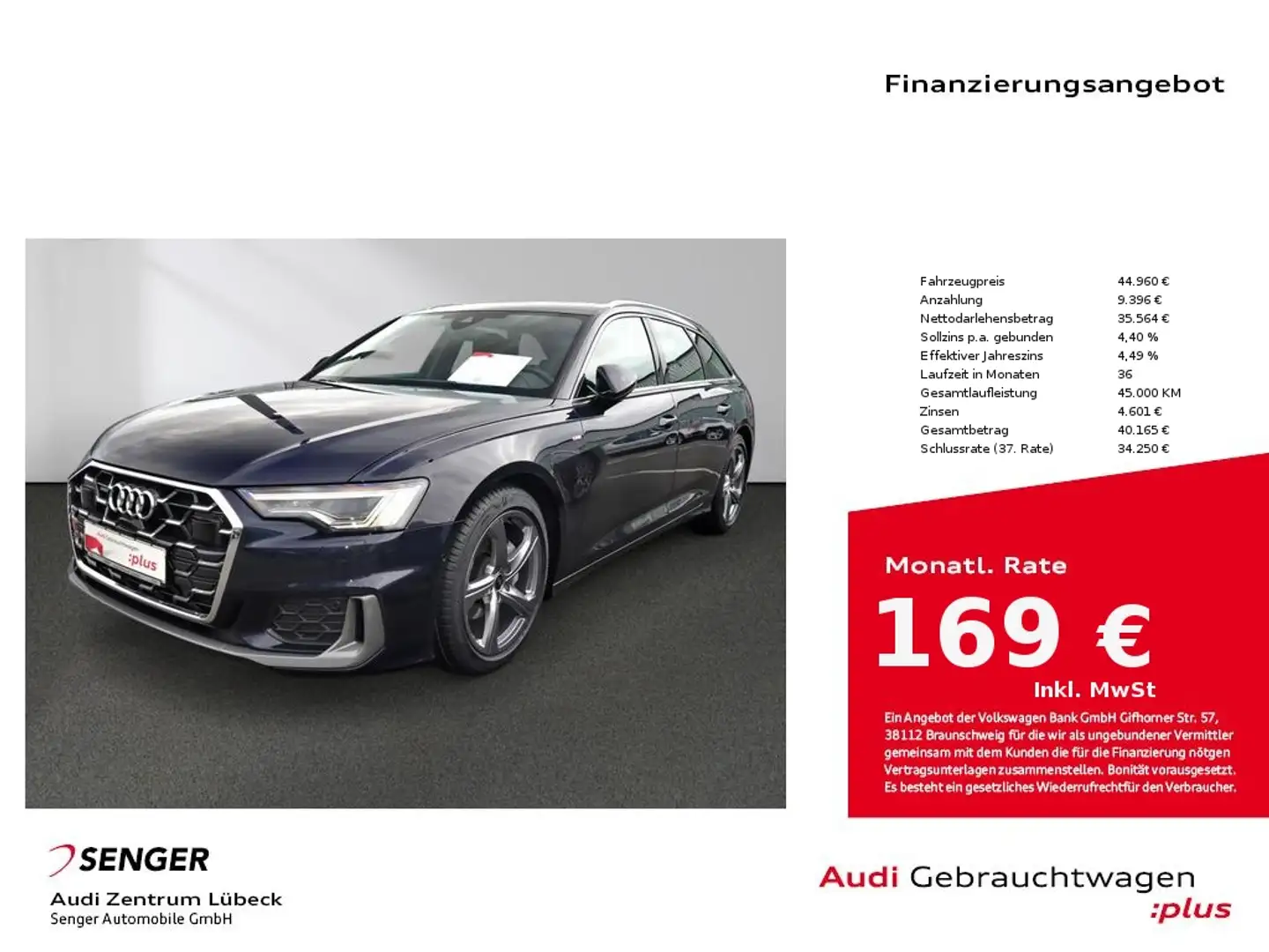 Audi A6 Avant Design S line 40 TDI quattro Panorama Blau - 1