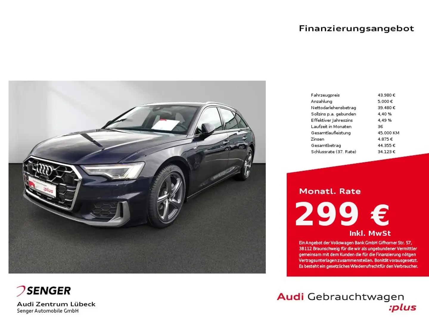 Audi A6 Avant Design S line 40 TDI quattro Panorama Bleu - 1