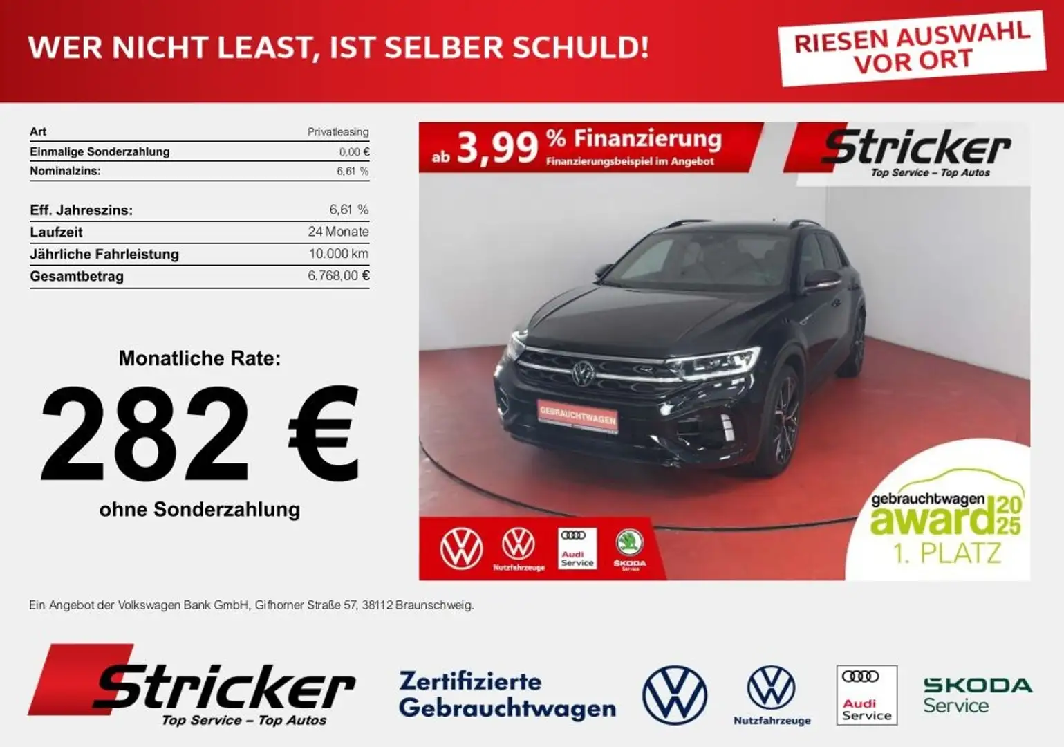 Volkswagen T-Roc R 2.0TSI 282,-ohne Anzahlung Akrapovic DCC Beats Schwarz - 1