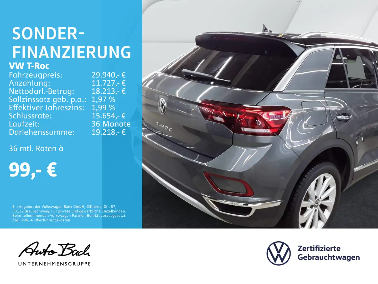 Volkswagen T-Roc 1.5 TSI DSG Style, LED, Navi, App-Connect, Grey - 2