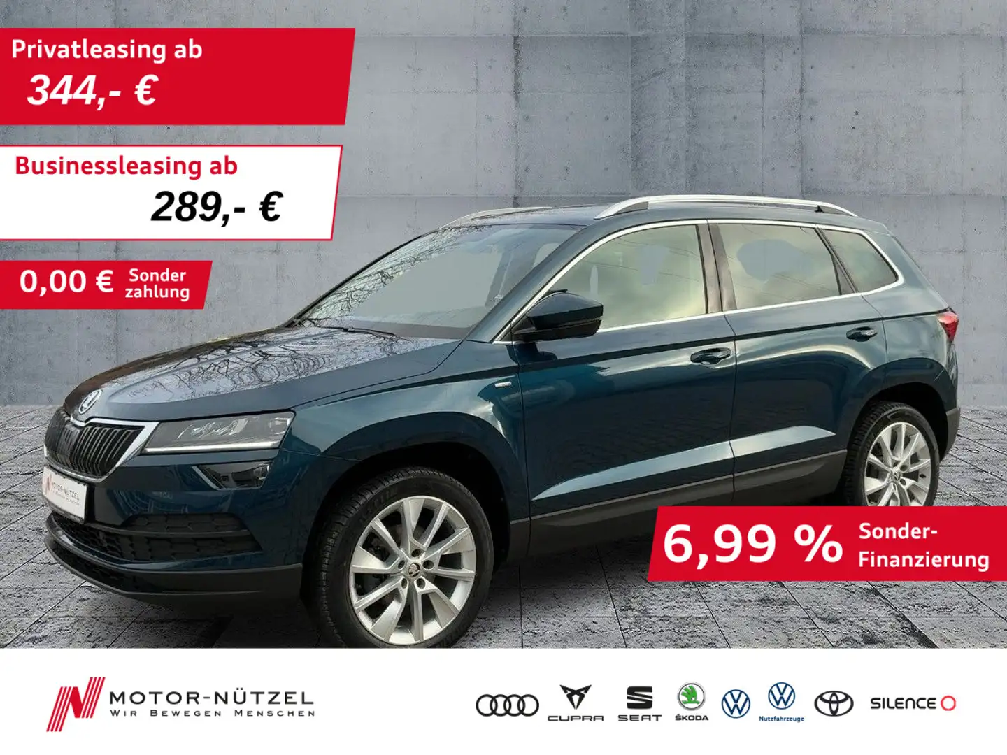 Skoda Karoq 1.0 TSI CLEVER LED+NAV+APP+GRA+SHZ+PDC+AHK Blau - 1