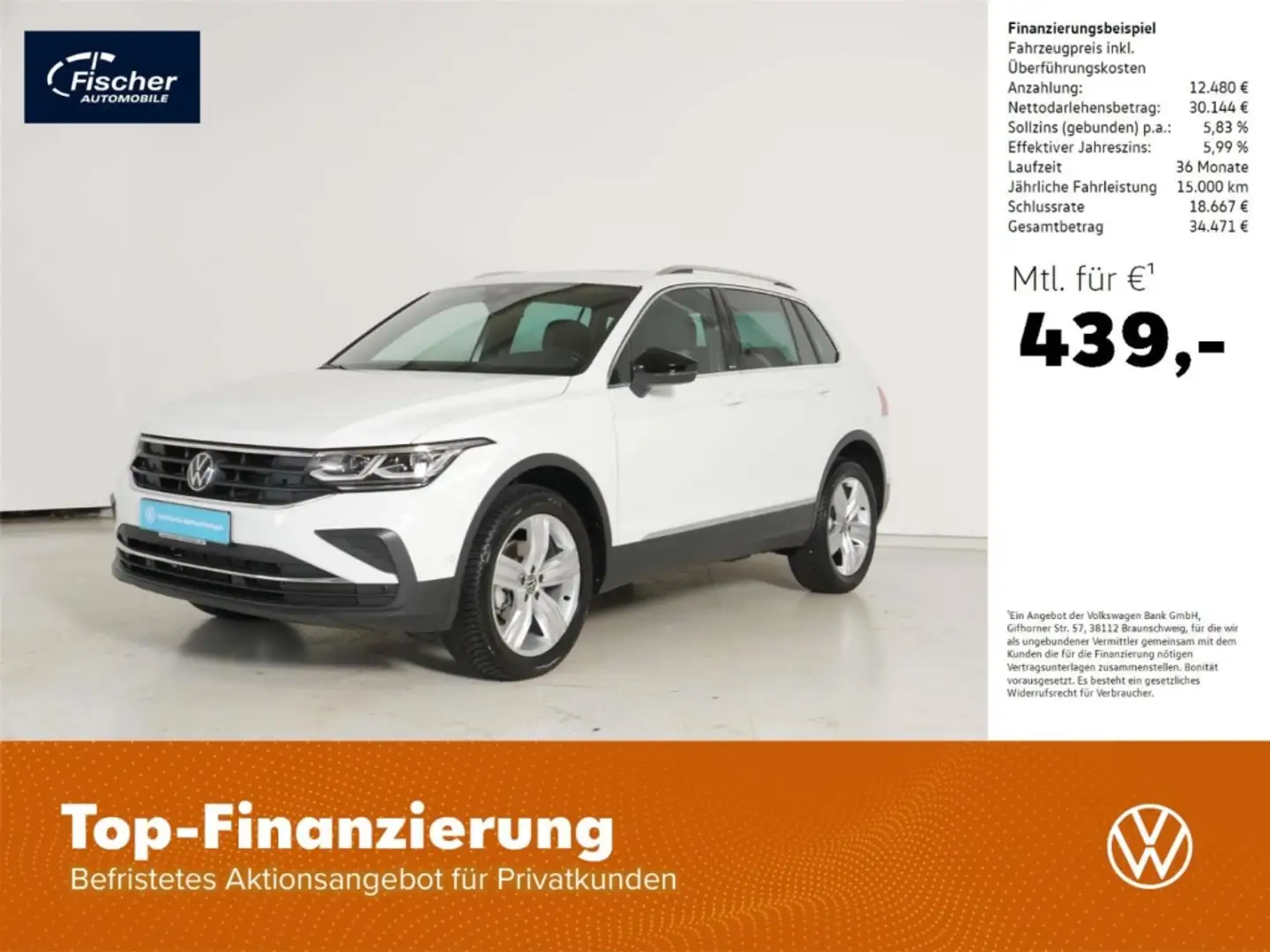 Volkswagen Tiguan 2.0 TDI 4Mot. Move DSG AHK/P-Dach/Matrix Weiß - 1