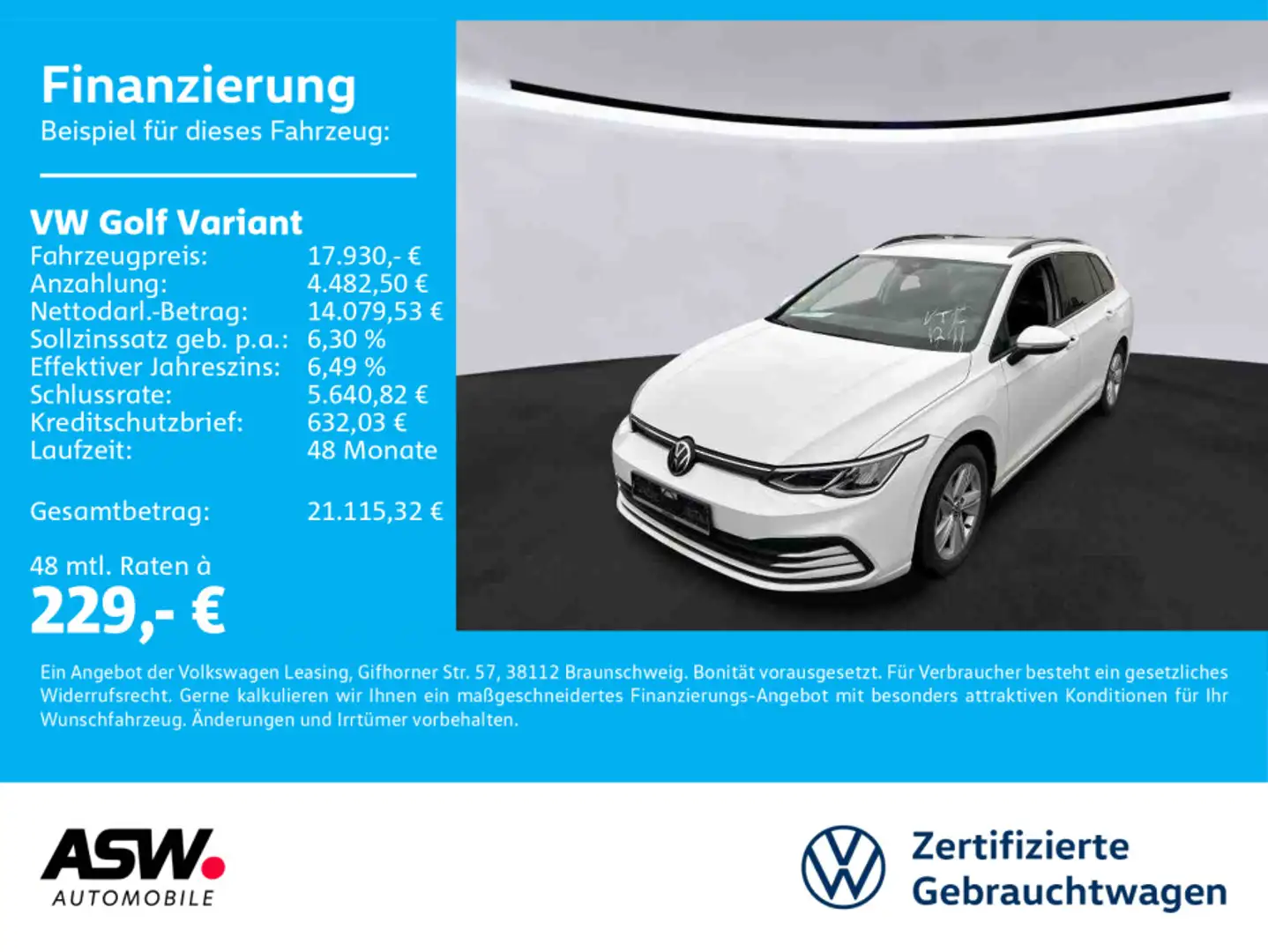 Volkswagen Golf Variant Life 2.0 TDI LED Navi RFK ACC SHZ Weiß - 1