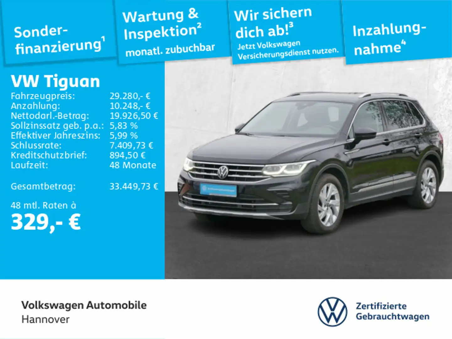 Volkswagen Tiguan 1.5 TSI DSG Elegance Navi IQ.Light ACC Di Schwarz - 1