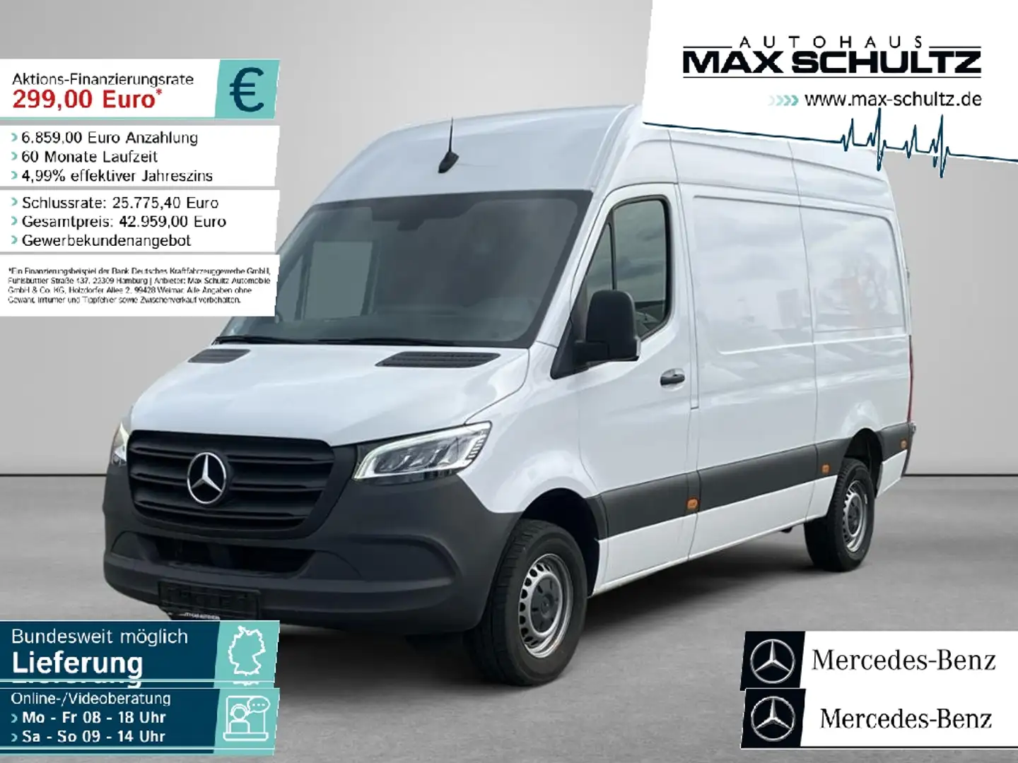 Mercedes-Benz Sprinter 317 CDI Standard Hochdach Navi*LED*AHK Bianco - 1