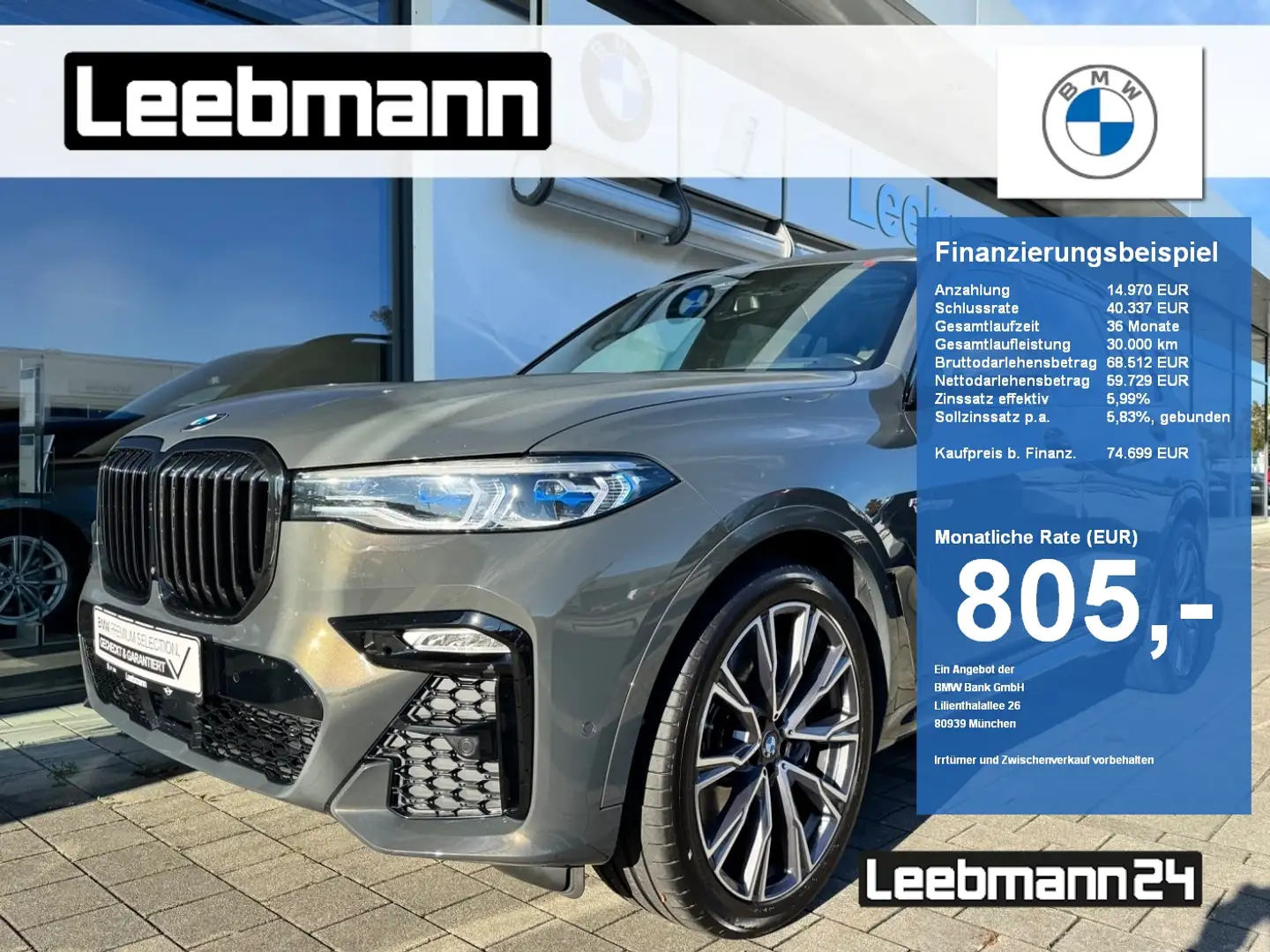 BMW X7 M 50i AHK/ExDrive/SkyLounge/StHz 2.J.GARANTIE Grijs - 1
