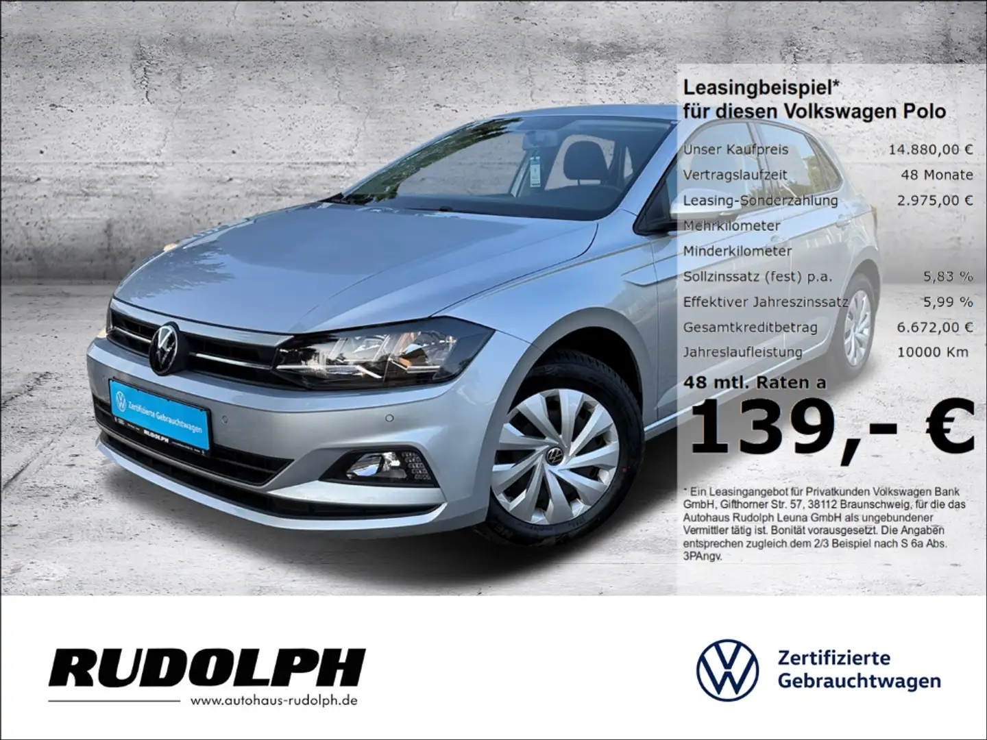 Volkswagen Polo 1.0 TSI Comfortline 5-Gang BT Klima SHZ PDC Notbre Silber - 1