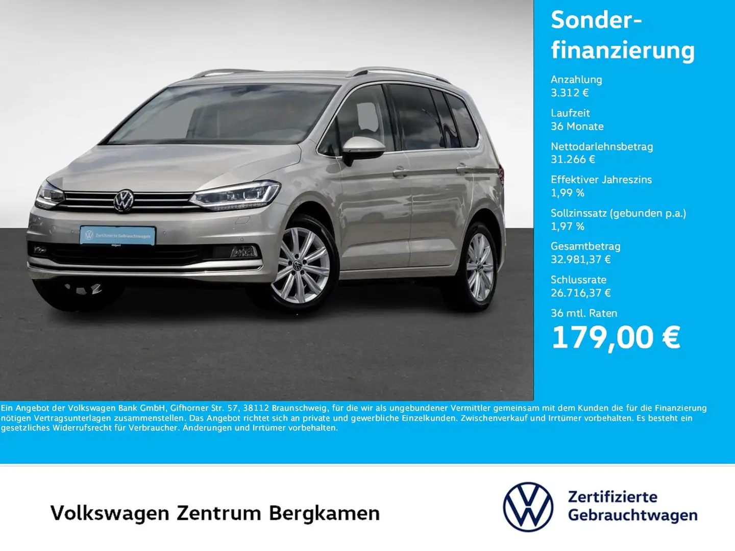 Volkswagen Touran 2.0 HIGHLINE 7SITZE AHK CAM ACC LM17 NAVI Silber - 1