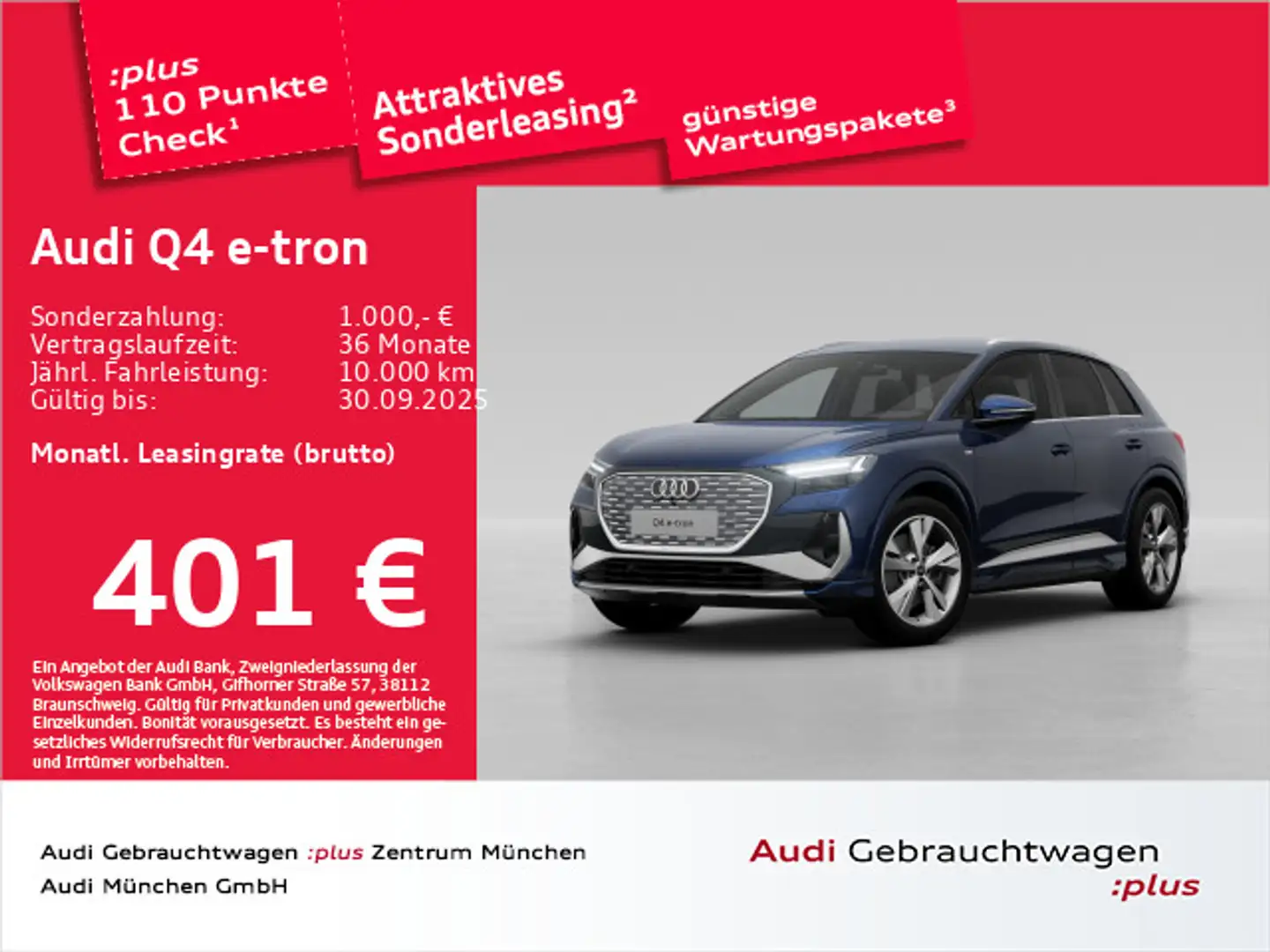 Audi Q4 e-tron 45 S line AHK/Wärmep./Matrix/Kamera Blauw - 1