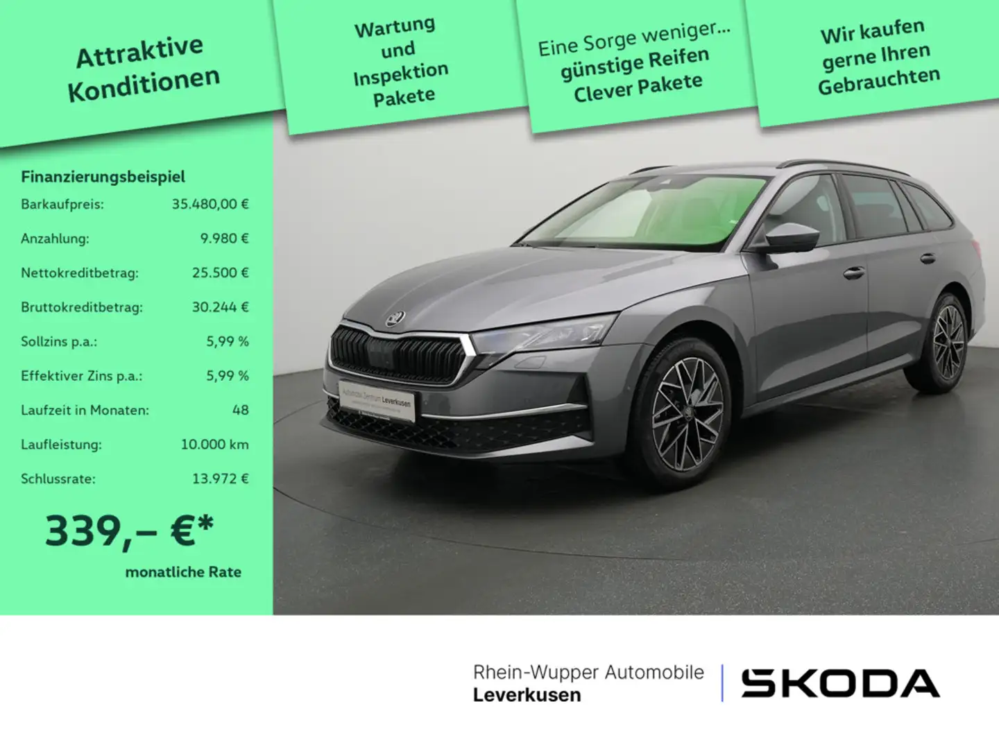 Skoda Octavia Combi TDI Selection NAVI LED ACC AHK Grau - 1