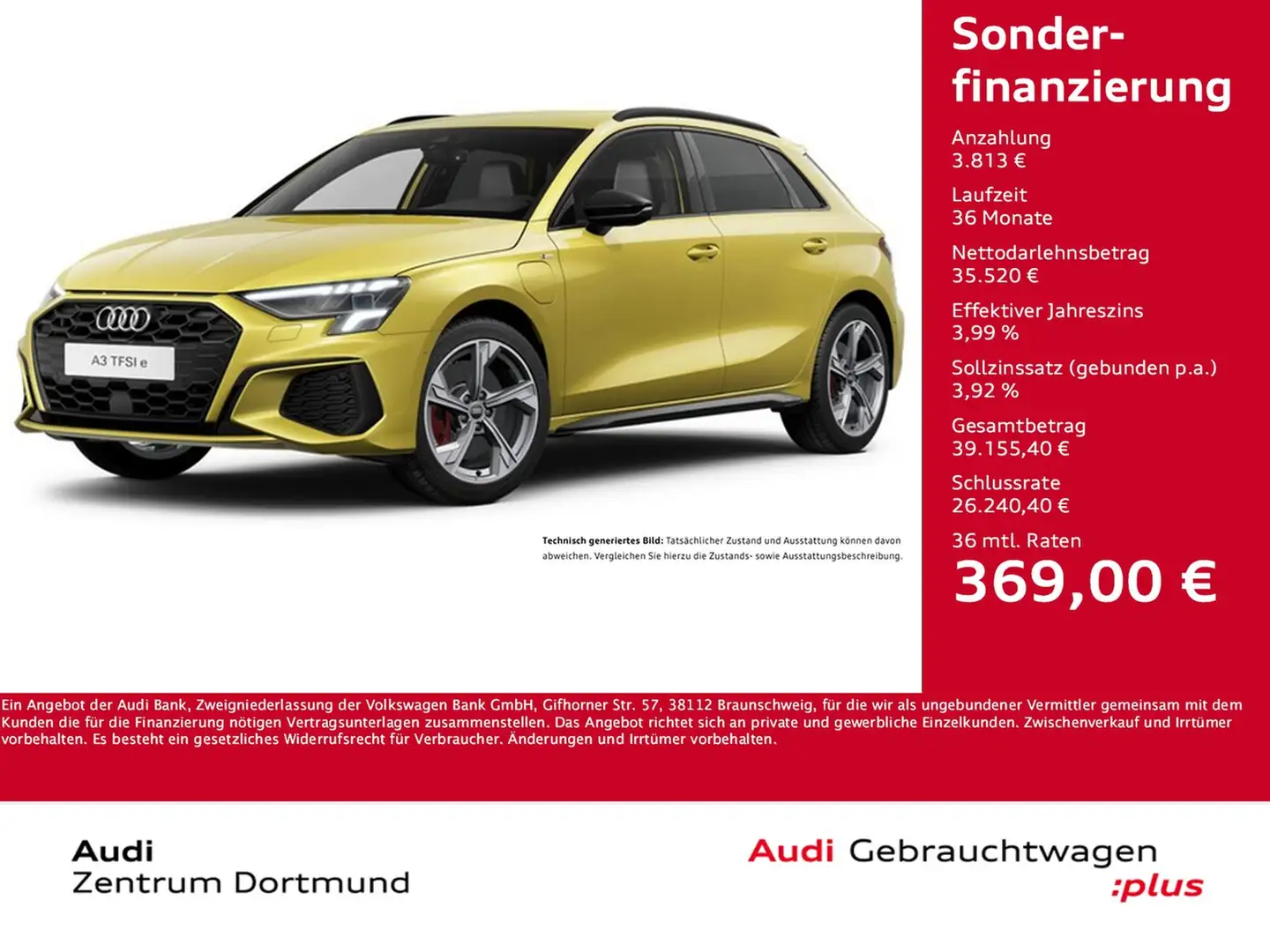 Audi A3 Sportback 45 HYBRID S LINE BLACKPAK AHK LM18 Gelb - 1