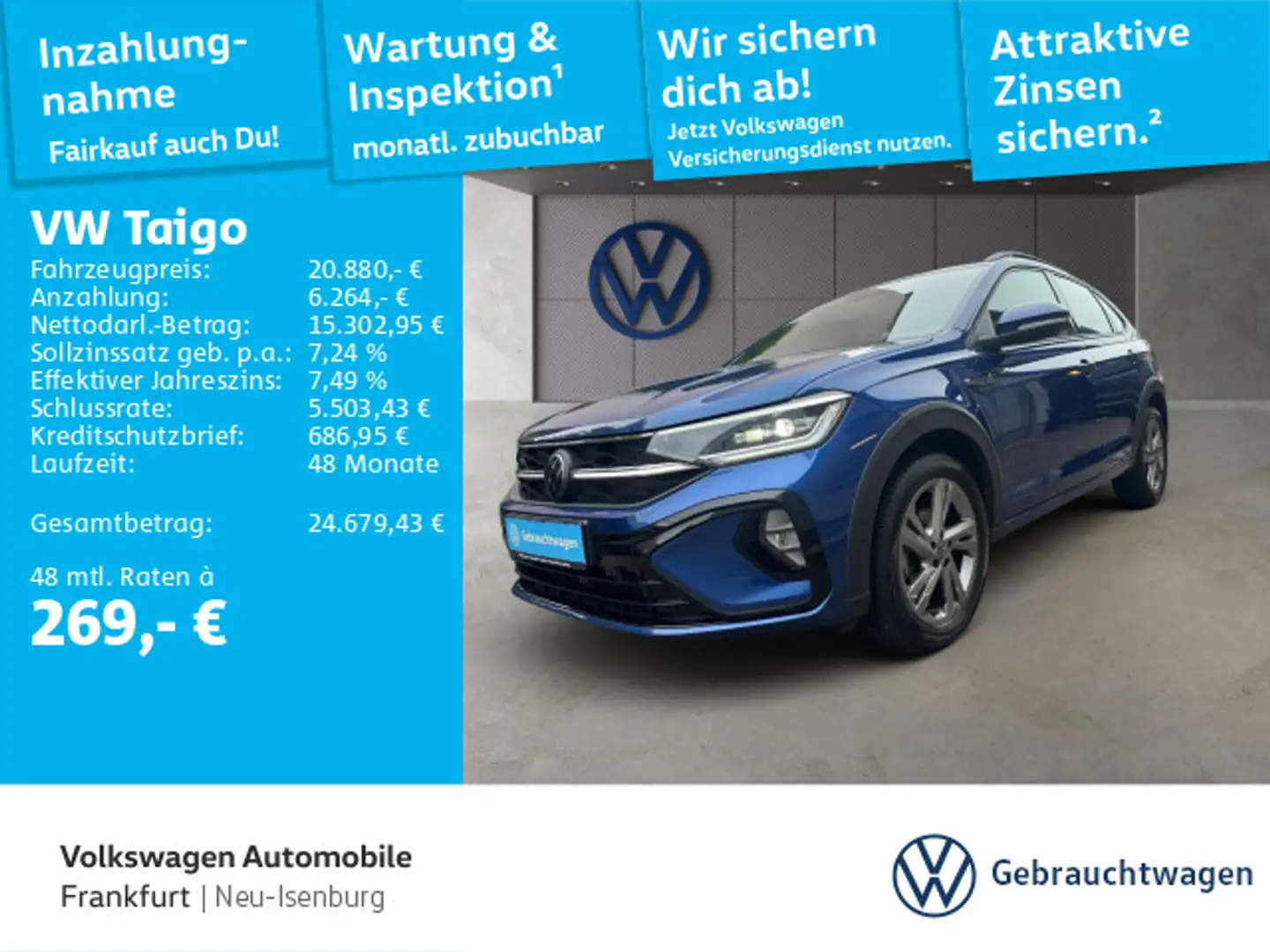 Volkswagen Taigo 1.0 TSI R-Line IQ.LIGHT - LED-Matrix-Schei Blau - 1