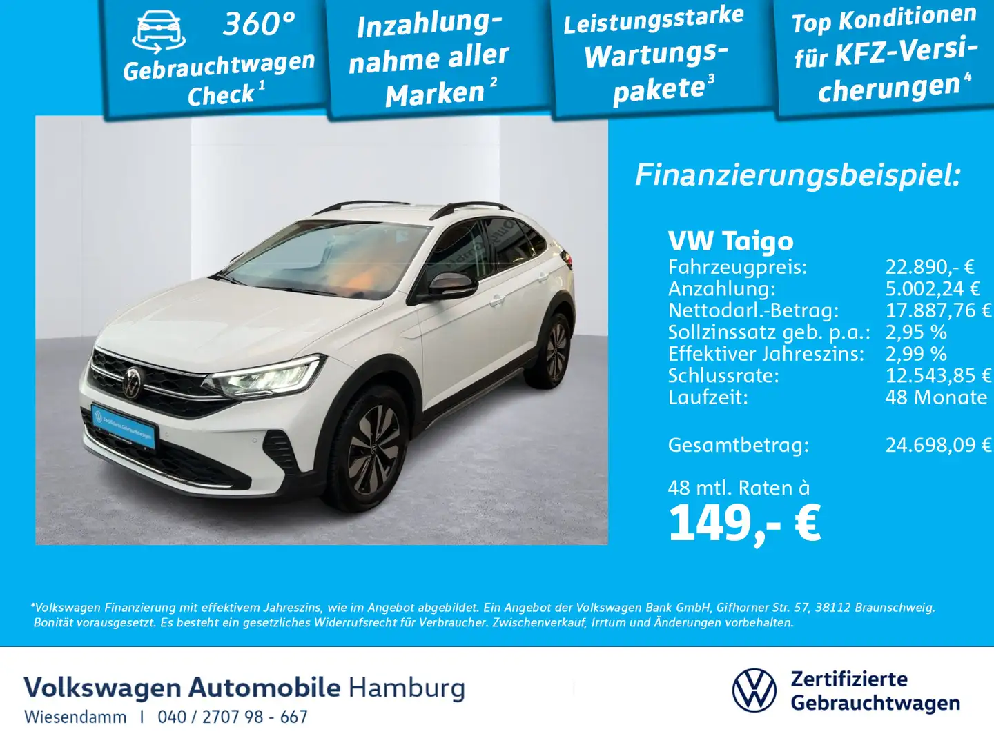 Volkswagen Taigo 1.0 TSI Goal Navi Sitzhzg LED Weiß - 1