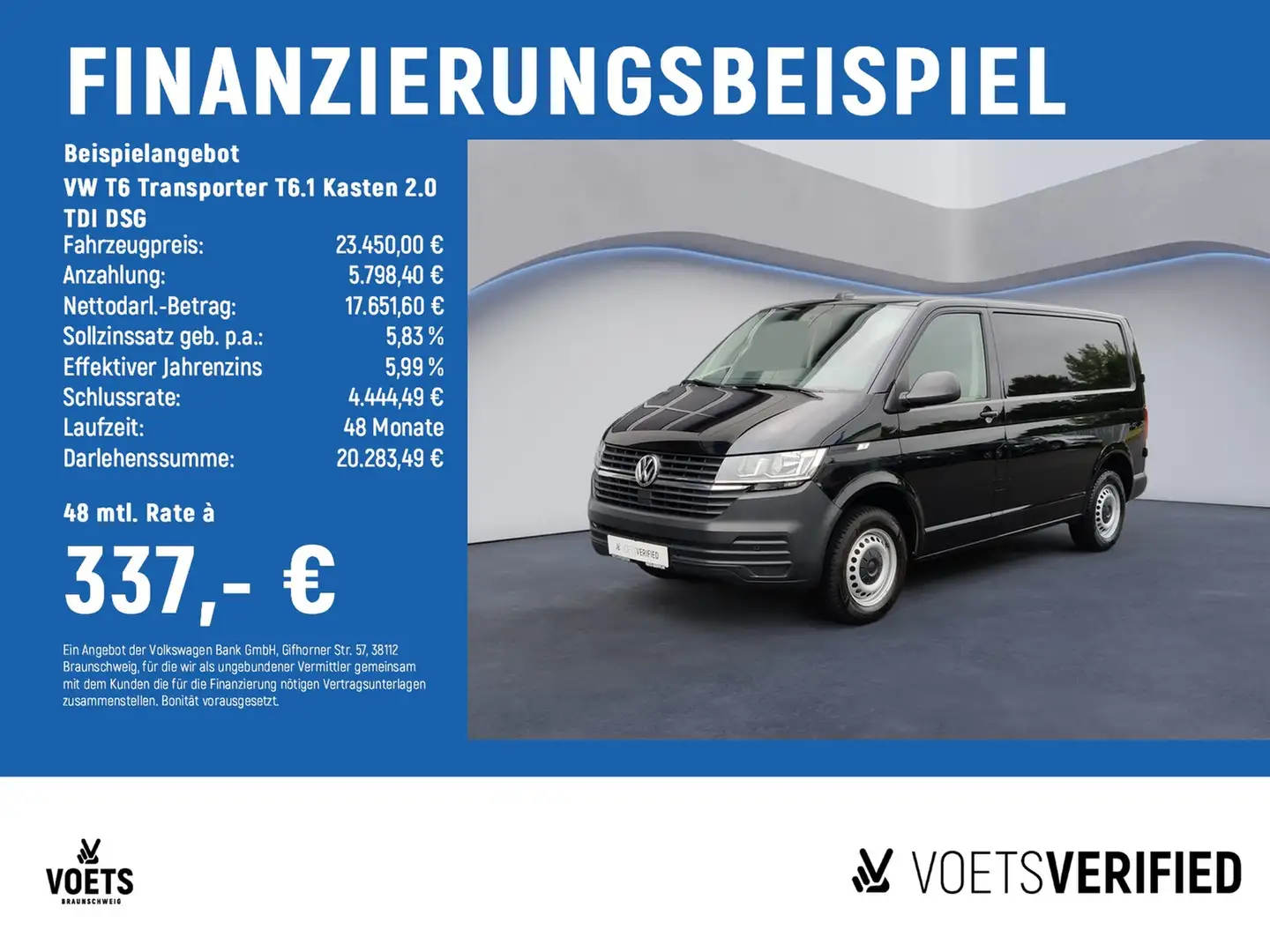 Volkswagen T6 Transporter T6.1 Kasten 2.0 TDI DSG Schwarz - 2