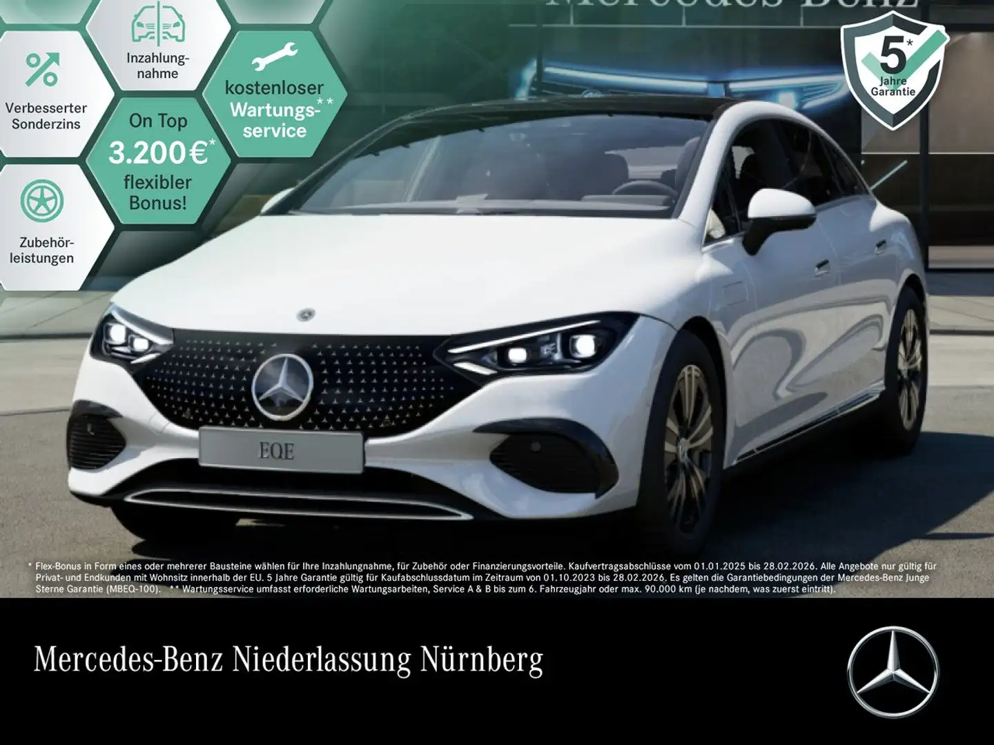 Mercedes-Benz EQE 300 Avantgarde Fahrass WideScreen Pano Distr. Білий - 1