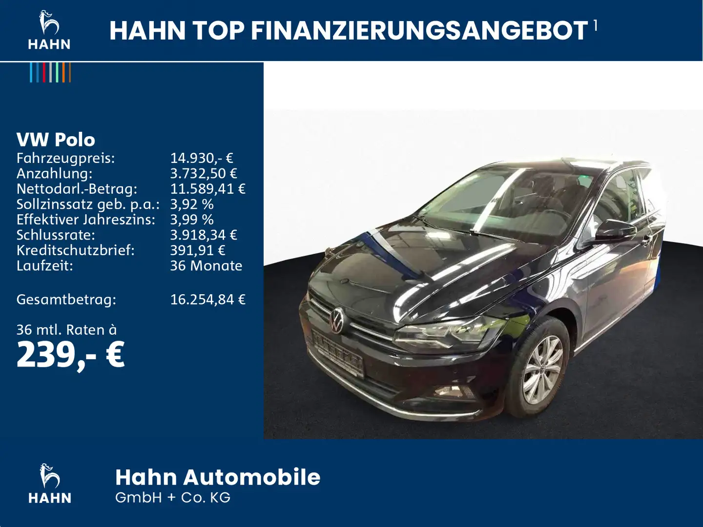 Volkswagen Polo 1.0TSI Highline Climatr Sitzhzg ACC APP PDC Schwarz - 2