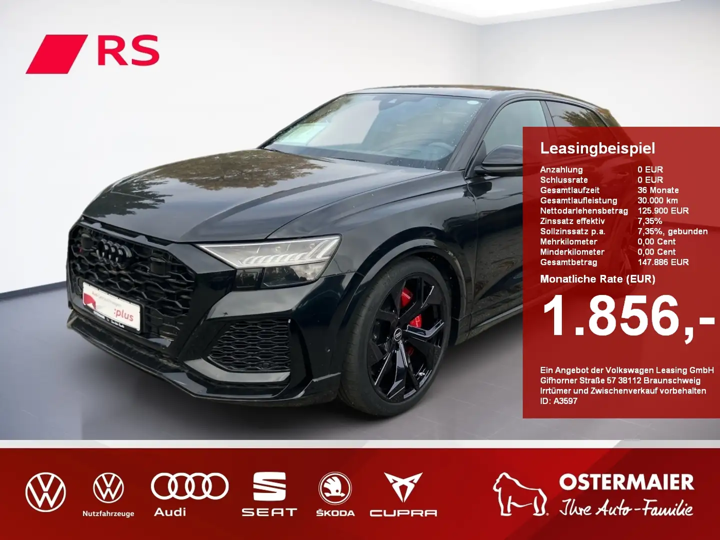 Audi RS Q8 RSQ8 DYNAMIK+.V-MAX.RS-AGA.KERAMIK.AirS.STHZ.AHK.S Nero - 1