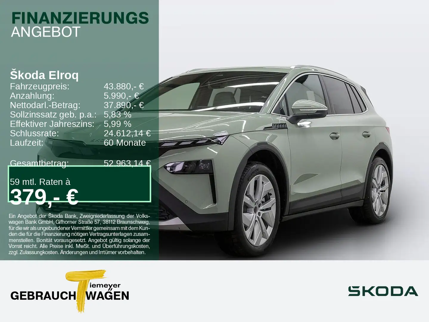 Skoda Elroq iV 85 Lodge NAVI MATRIX CANTON Grün - 1