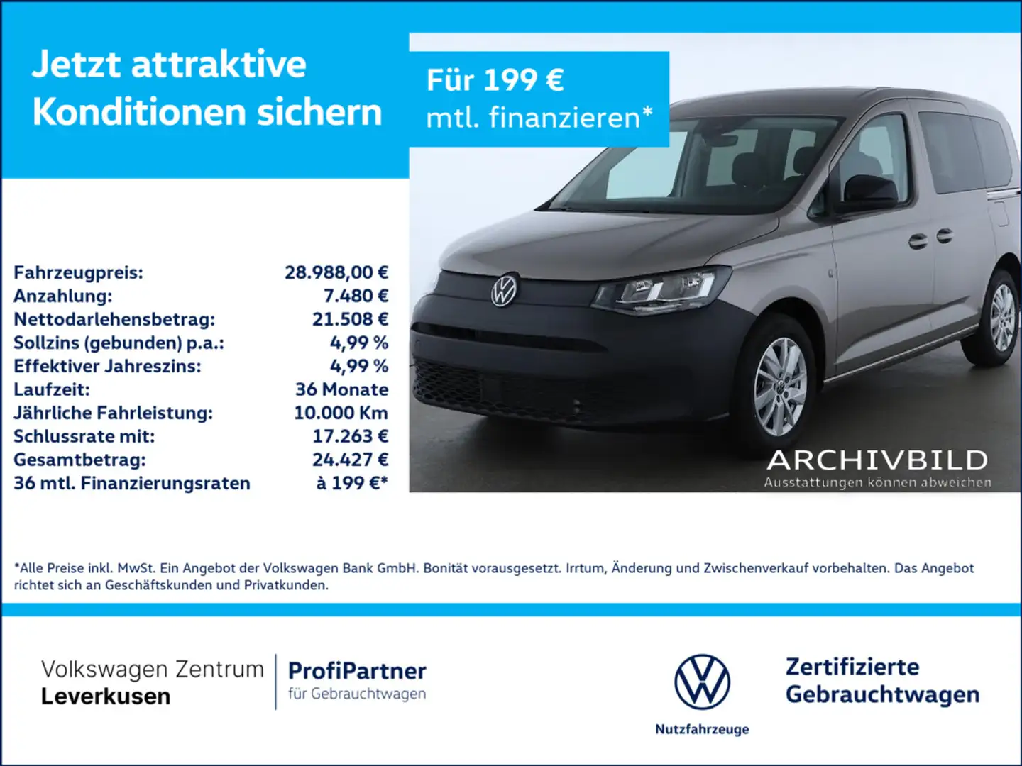 Volkswagen Caddy Kombi NAVI VIRT KAM KEYLESS SHZ PDC Beige - 1