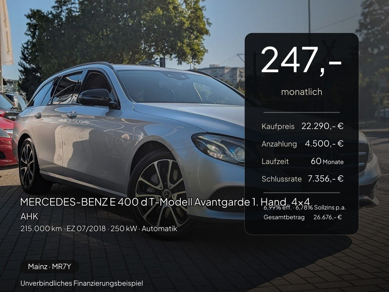 Mercedes-Benz E 400 d T-Modell Avantgarde 1. Hand. 4x4. AHK — photo 2