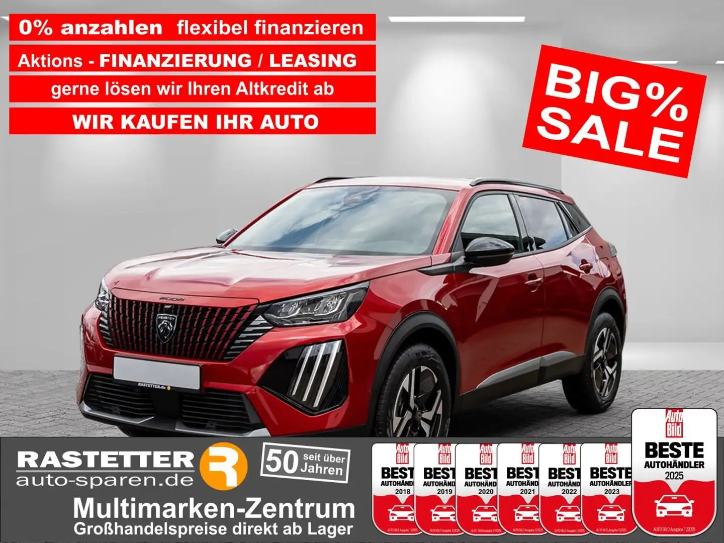 Peugeot 2008 Hybrid 145 Allure Navi+ACC+360+Keyless+virtCP+SHZ+ Rot - 1