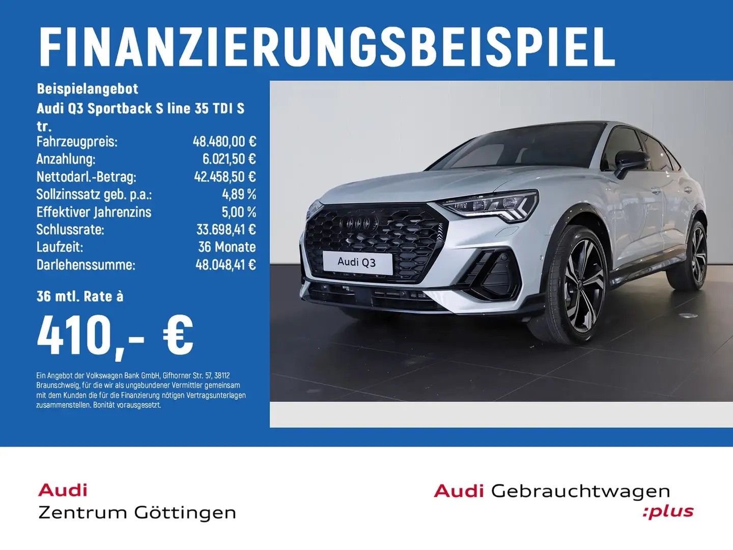 Audi Q3 Sportback S line 35 TDI S tr. PANO+AHK+MATRIX Silber - 2