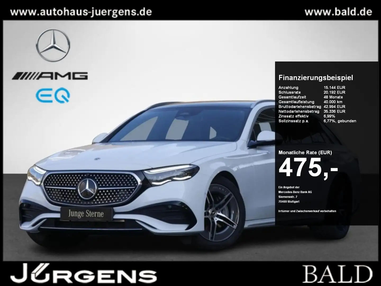 Mercedes-Benz E 220 d T AMG/Digital/Pano/AHK/360/HUD/Memo/19" Alb - 1
